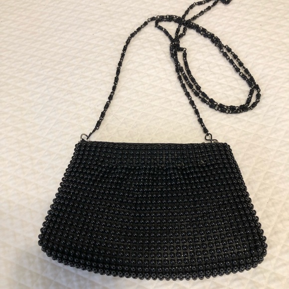 Beautiful Little Black Beaded Bag with black chain cross body strap. Like New. - Picture 2 of 7